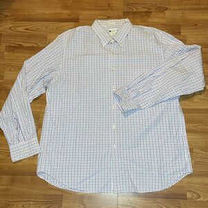 J.CREW Tailored Fit Men's XL White Navy Pink Check Long Sleeve Button Up Shirt
